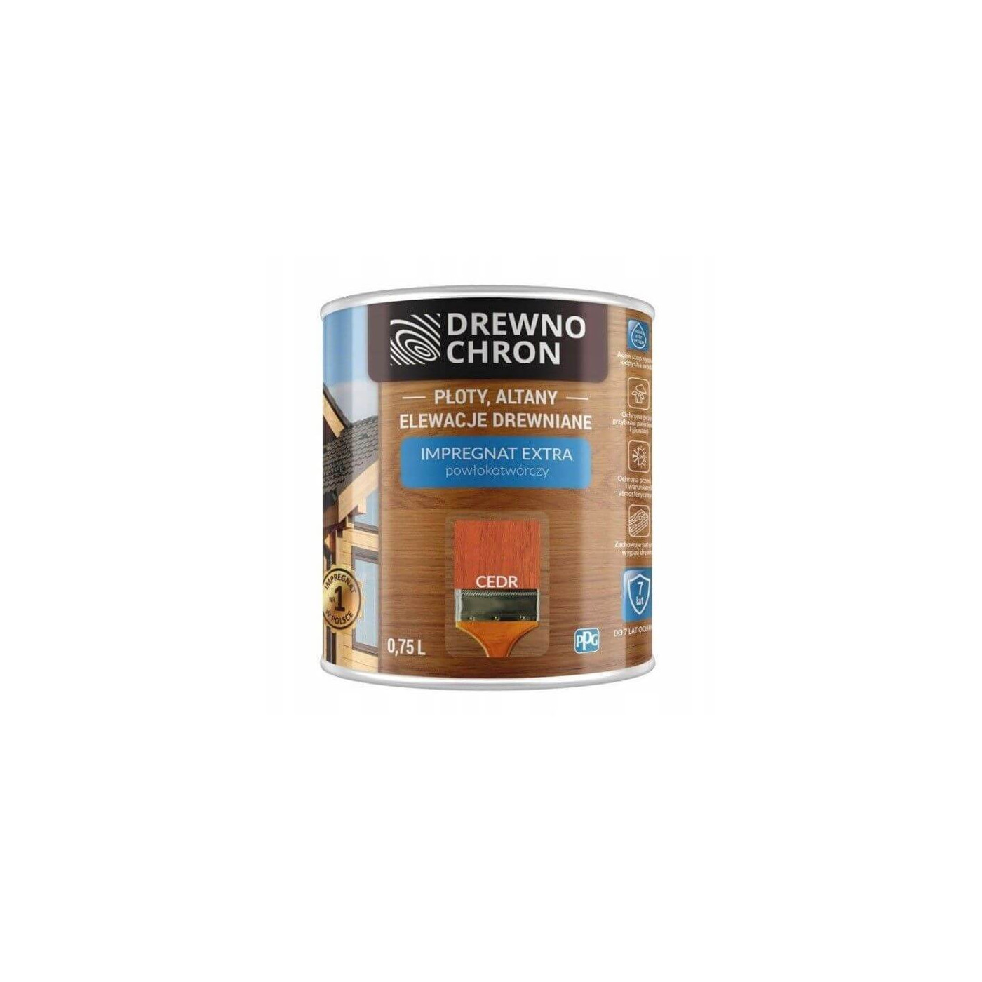 Impregnat Extra Powłokotwórczy Cedr 0,75L Drewnochron Impregnat Extra Powłokotwórczy Cedr 0,75L Drewnochron