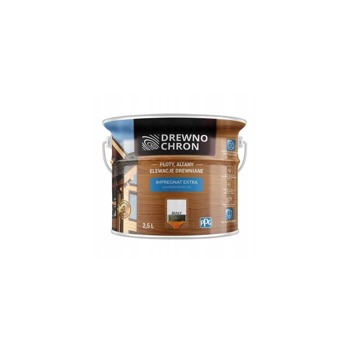 Impregnat Extra Powłokotwórczy Biały 2,5L Drewnochron Impregnat Extra Powłokotwórczy Biały 2,5L Drewnochron