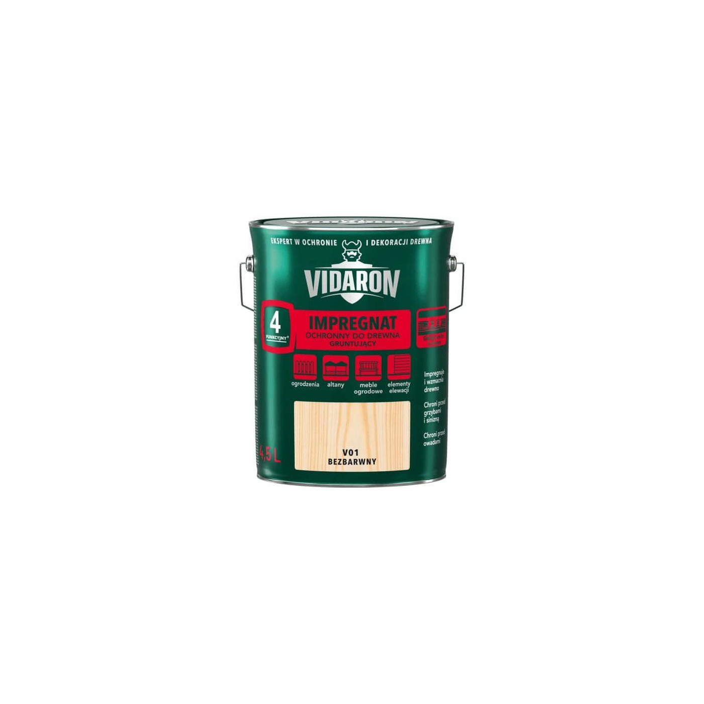 Impregnat Ochronny - Gruntujący V01 Bezbarwny 4,5L Vidaron Impregnat Ochronny - Gruntujący V01 Bezbarwny 4,5L Vidaron