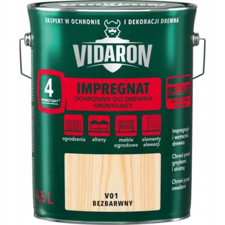 Impregnat Ochronny - Gruntujący V01 Bezbarwny 4,5L Vidaron