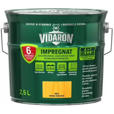 Impregnat Ochronno-Dekoracyjny Powłokotwórczy V02 Sosna Złocista 2,5L Vidaron