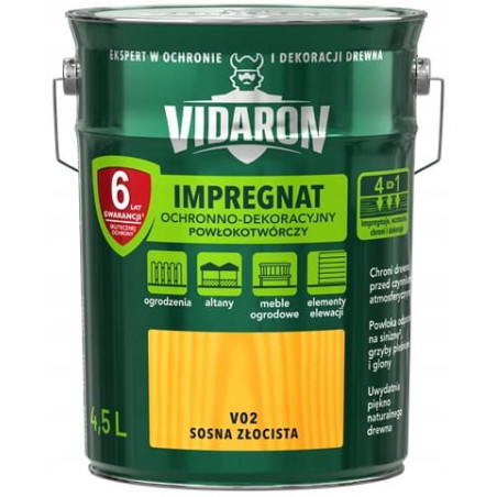 Impregnat Ochronno-Dekoracyjny Powłokotwórczy V02 Sosna Złocista 4,5L Vidaron