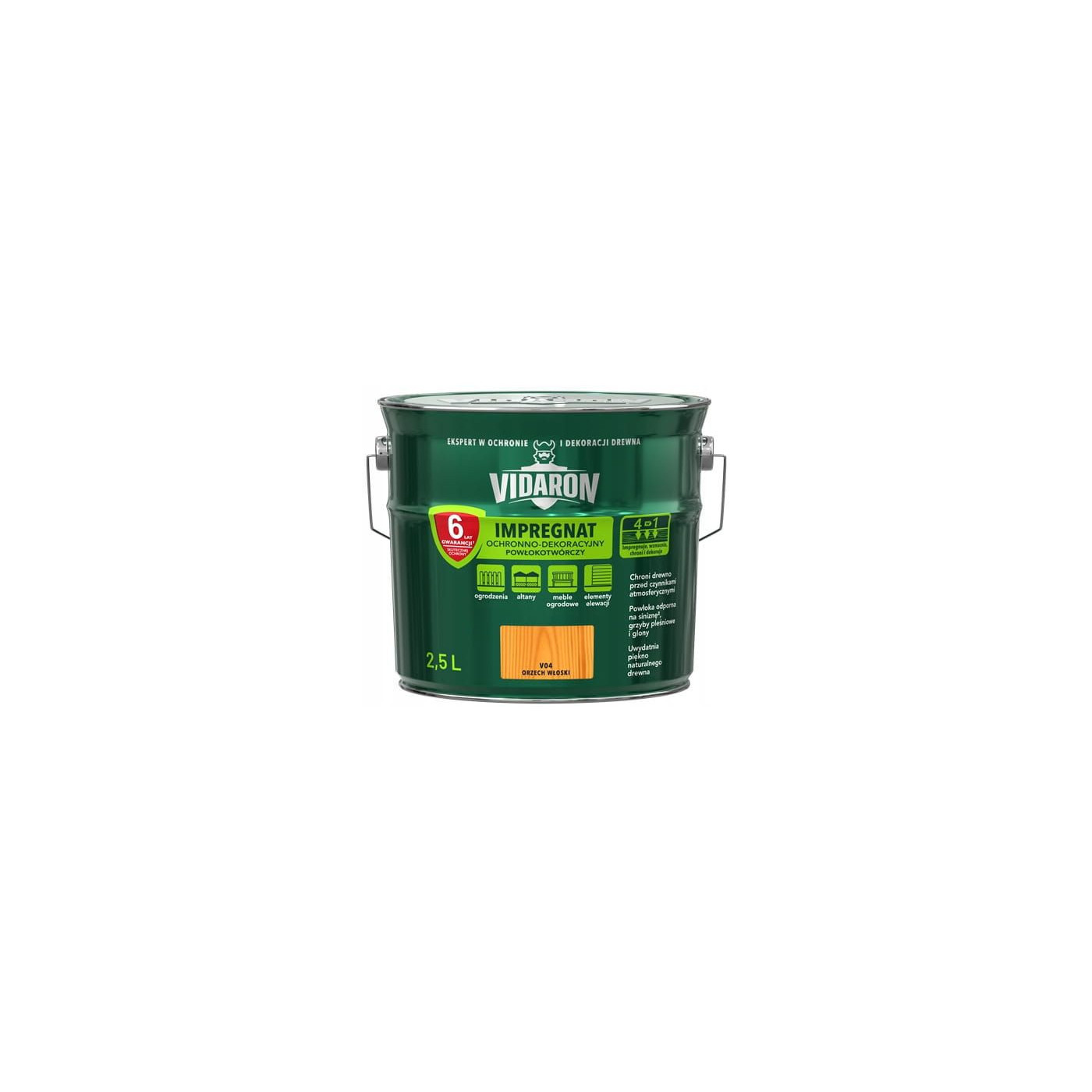 Impregnat Ochronno-Dekoracyjny Powłokotwórczy V04 Orzech Włoski 2,5L Vidaron Impregnat Ochronno-Dekoracyjny Powłokotwórczy V04 Orzech Włoski 2,5L Vidaron