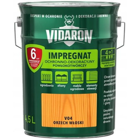 Impregnat Ochronno-Dekoracyjny Powłokotwórczy V04 Orzech Włoski 4,5L Vidaron