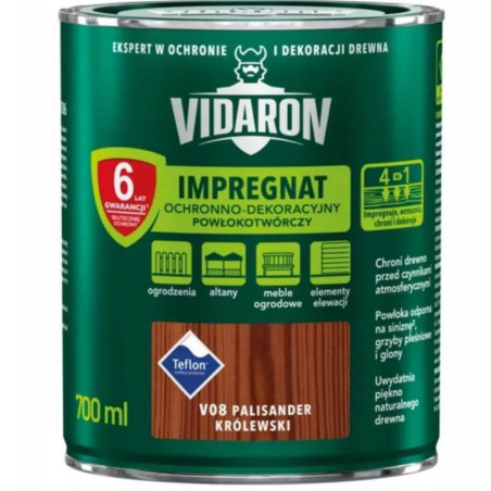 Impregnat Ochronno-Dekoracyjny Powłokotwórczy V08 Palisander Królewski 0,7L Vidaron
