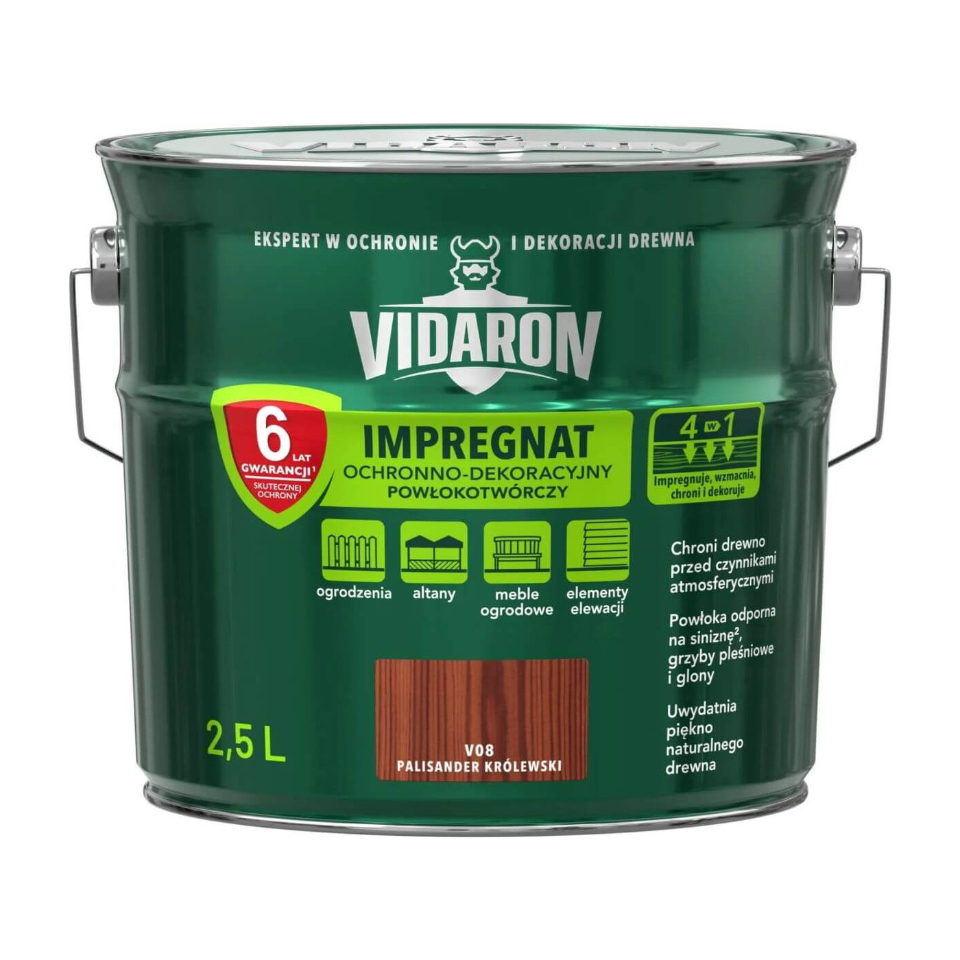 Impregnat Ochronno-Dekoracyjny Powłokotwórczy V08 Palisander Królewski 2,5L Vidaron Impregnat Ochronno-Dekoracyjny Powłokotwórczy V08 Palisander Królewski 2,5L Vidaron