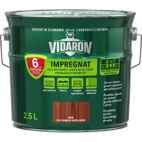 Impregnat Ochronno-Dekoracyjny Powłokotwórczy V08 Palisander Królewski 2,5L Vidaron