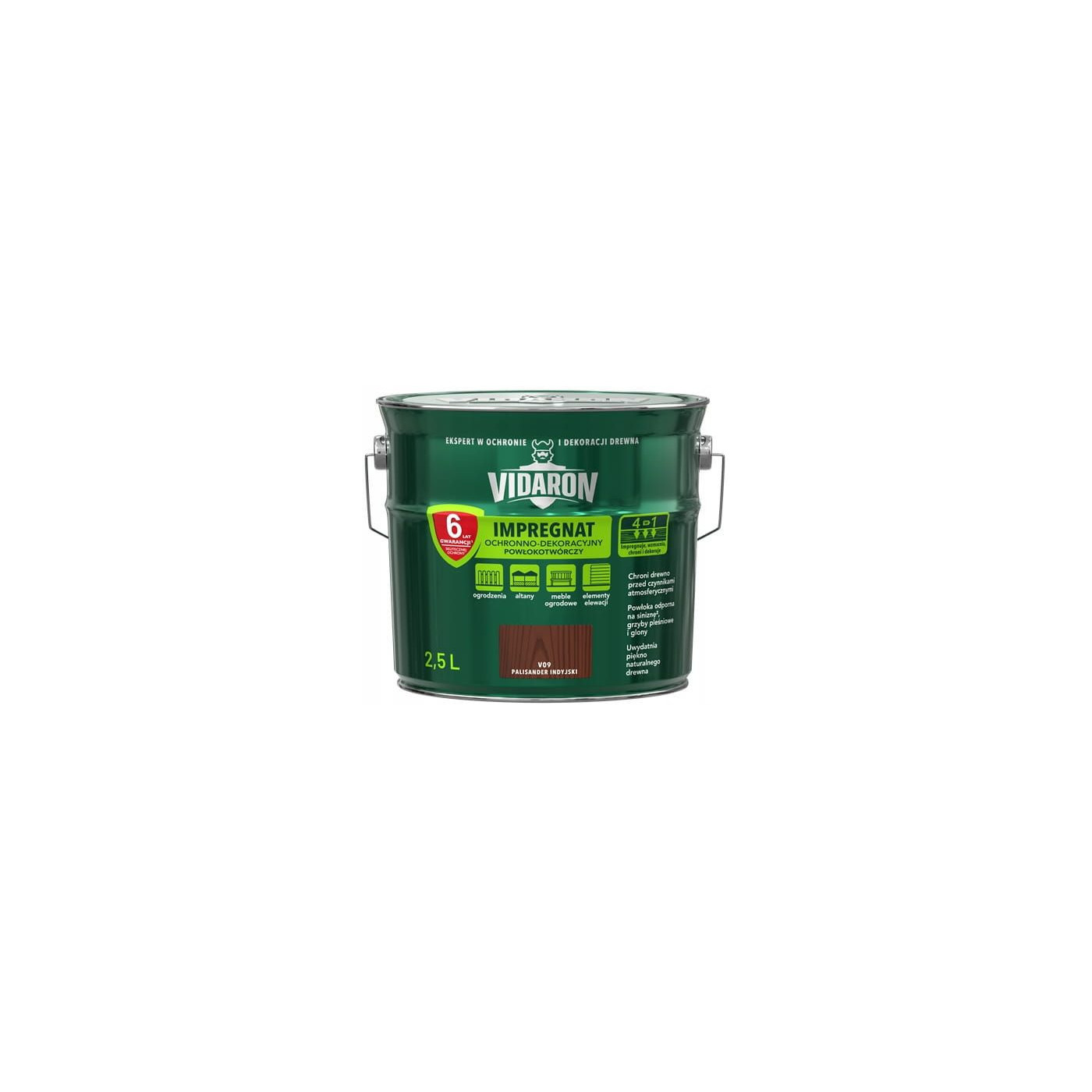 Impregnat Ochronno-Dekoracyjny Powłokotwórczy V09 Palisander Indyjski 2,5L Vidaron Impregnat Ochronno-Dekoracyjny Powłokotwórczy V09 Palisander Indyjski 2,5L Vidaron
