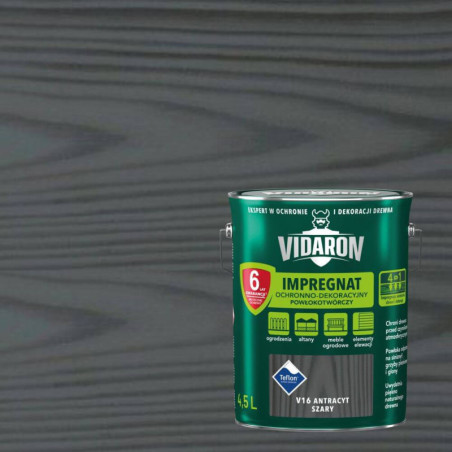 Impregnat Ochronno-Dekoracyjny Powłokotwórczy V16 Antracyt Szary 4,5L Vidaron