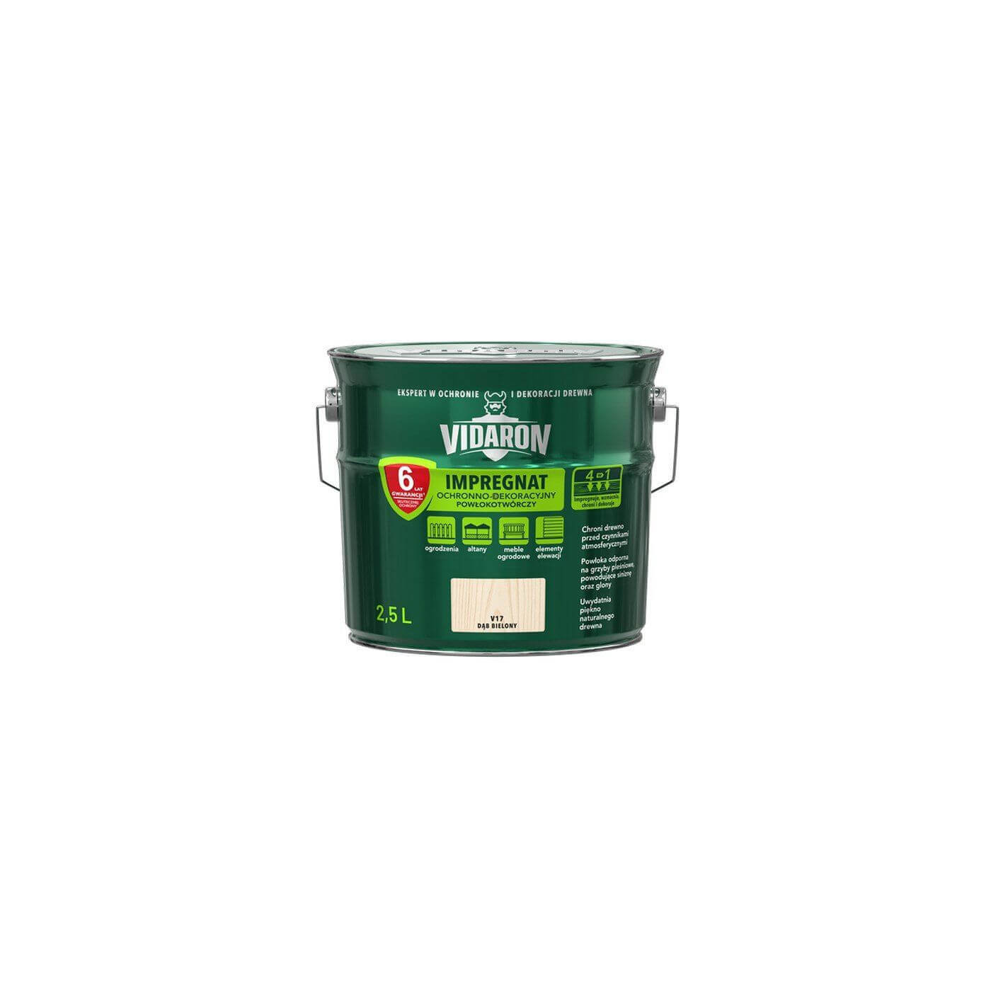 Impregnat Ochronno-Dekoracyjny Powłokotwórczy V17 Dąb Bielony 2,5L Vidaron Impregnat Ochronno-Dekoracyjny Powłokotwórczy V17 Dąb Bielony 2,5L Vidaron