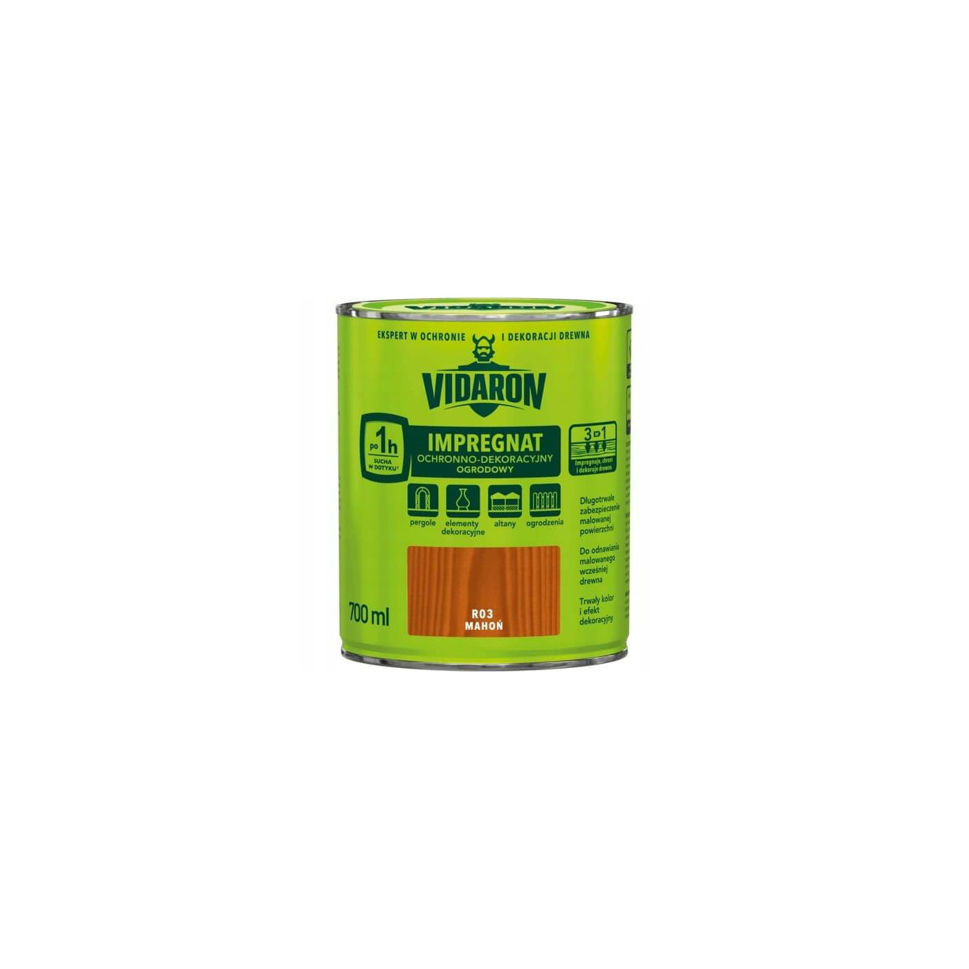 Impregnat Ochronno Dekoracyjny Ogrodowy Mahoń R03 700 ml Vidaron Impregnat Ochronno Dekoracyjny Ogrodowy Mahoń R03 700 ml Vidaron