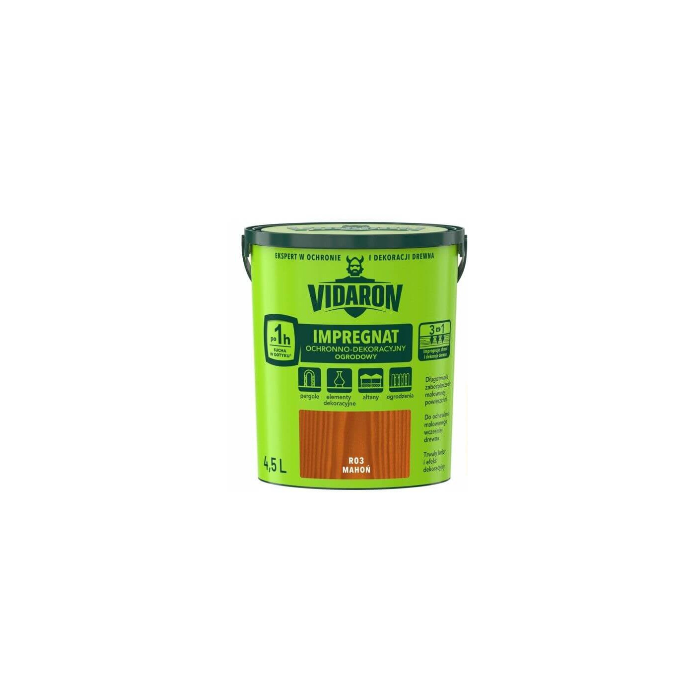 Impregnat Ochronno Dekoracyjny Ogrodowy Mahoń R03 4.5 L Vidaron Impregnat Ochronno Dekoracyjny Ogrodowy Mahoń R03 4.5 L Vidaron