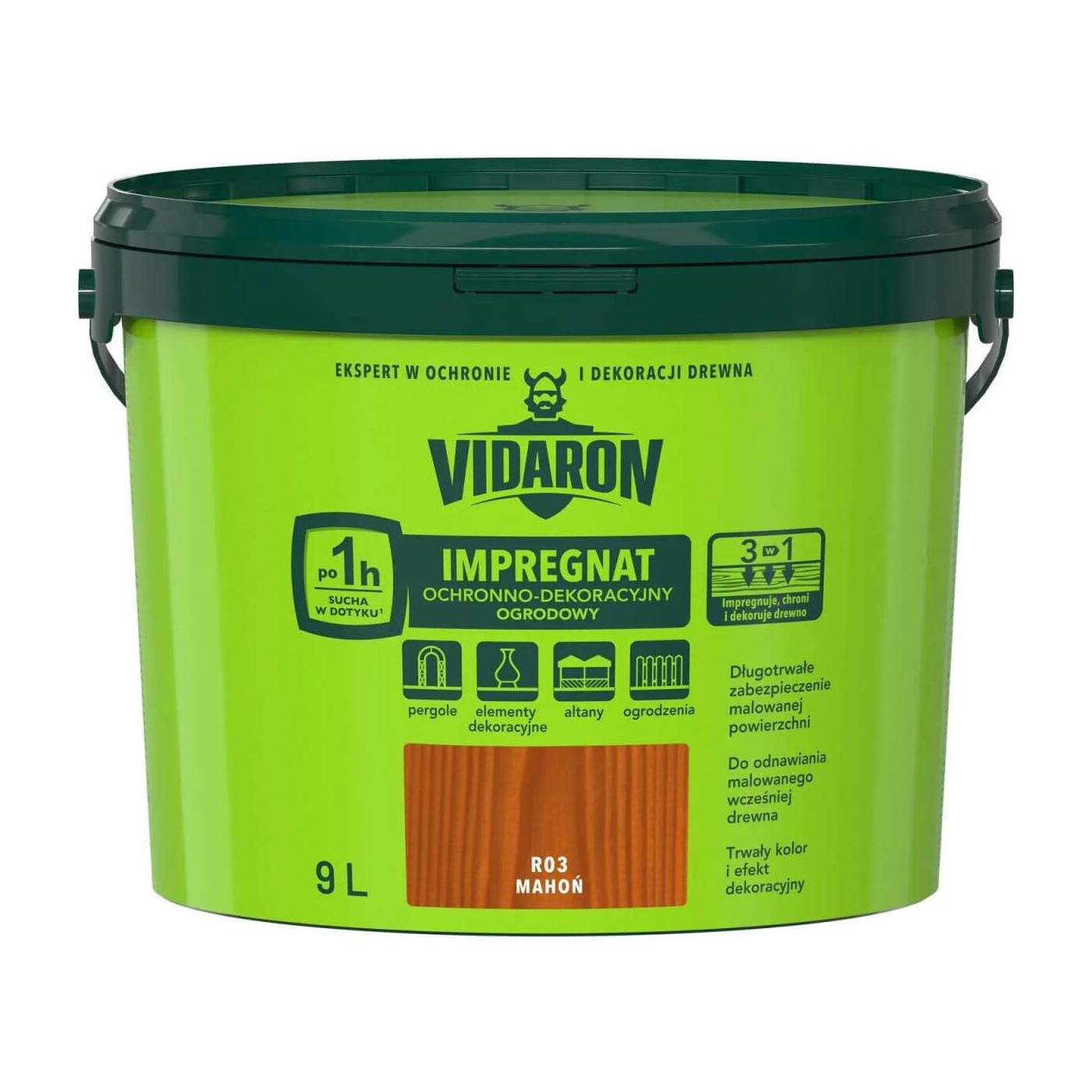 Impregnat Ochronno Dekoracyjny Ogrodowy Mahoń R03 9 L Vidaron Impregnat Ochronno Dekoracyjny Ogrodowy Mahoń R03 9 L Vidaron