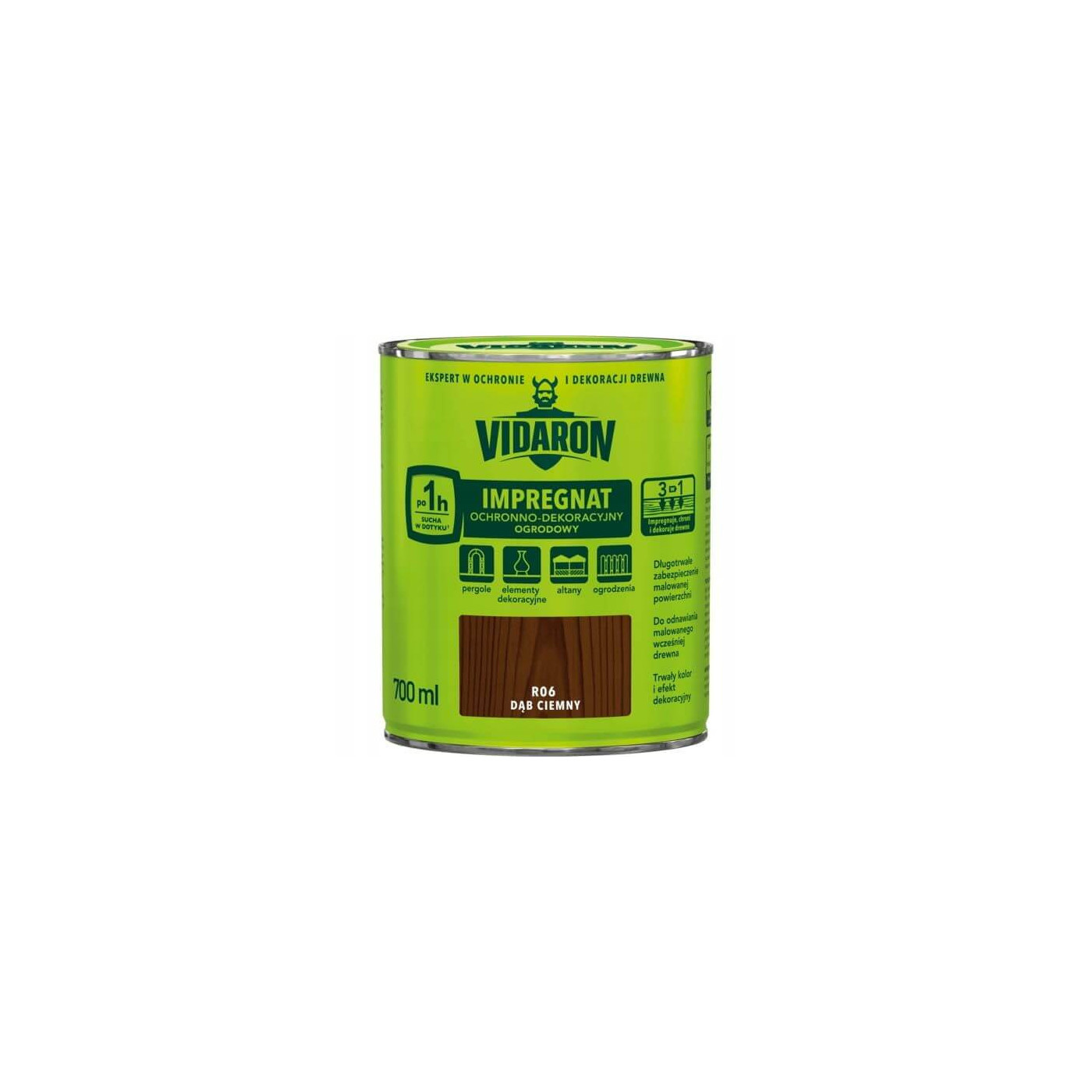 Impregnat Ochronno Dekoracyjny Ogrodowy Dąb Ciemny R06 700 ml Vidaron Impregnat Ochronno Dekoracyjny Ogrodowy Dąb Ciemny R06 700 ml Vidaron