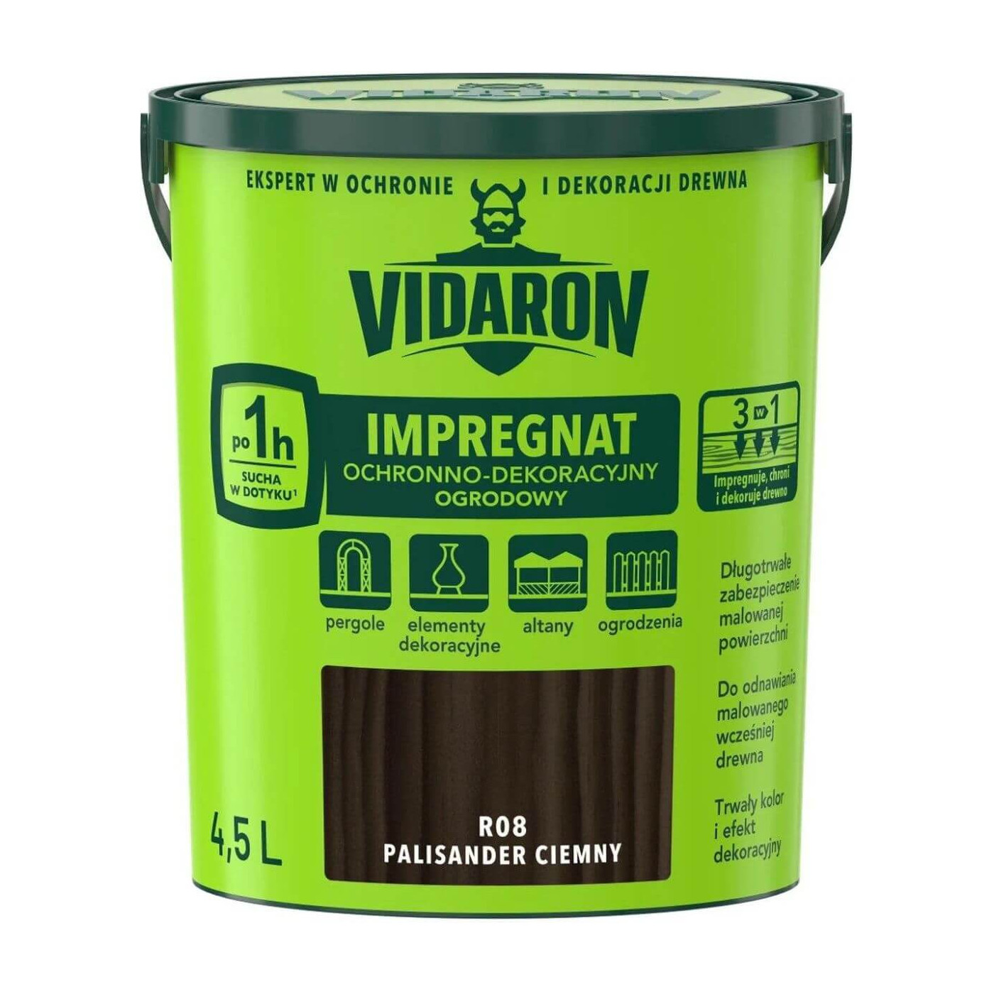 Impregnat Ochronno Dekoracyjny Ogrodowy Palisander Ciemny R08 4,5 L Vidaron Impregnat Ochronno Dekoracyjny Ogrodowy Palisander Ciemny R08 4,5 L Vidaron