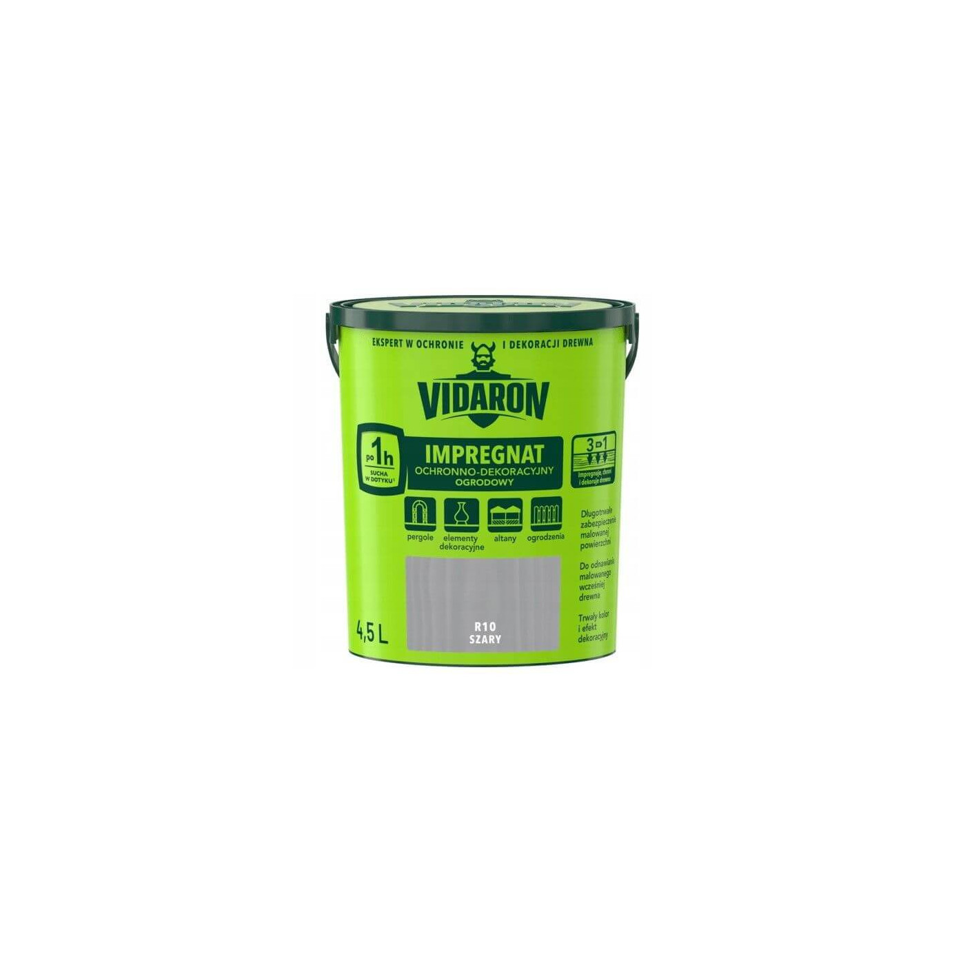 Impregnat Ochronno Dekoracyjny Ogrodowy Szary R10 4,5 L Vidaron Impregnat Ochronno Dekoracyjny Ogrodowy Szary R10 4,5 L Vidaron