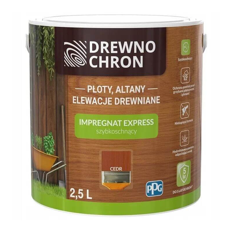 Impregnat Express Cedr 2,5L Drewnochron Impregnat Express Cedr 2,5L Drewnochron
