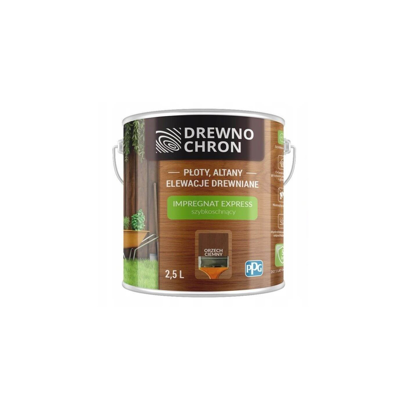 Impregnat Express Orzech Ciemny 2,5L Drewnochron Impregnat Express Orzech Ciemny 2,5L Drewnochron
