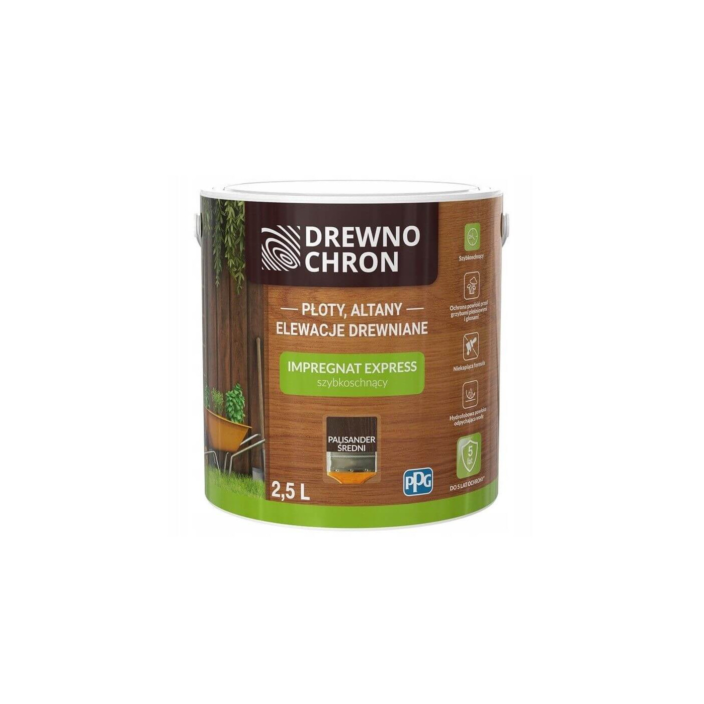 Impregnat Express Palisander Średni 2,5L Drewnochron Impregnat Express Palisander Średni 2,5L Drewnochron