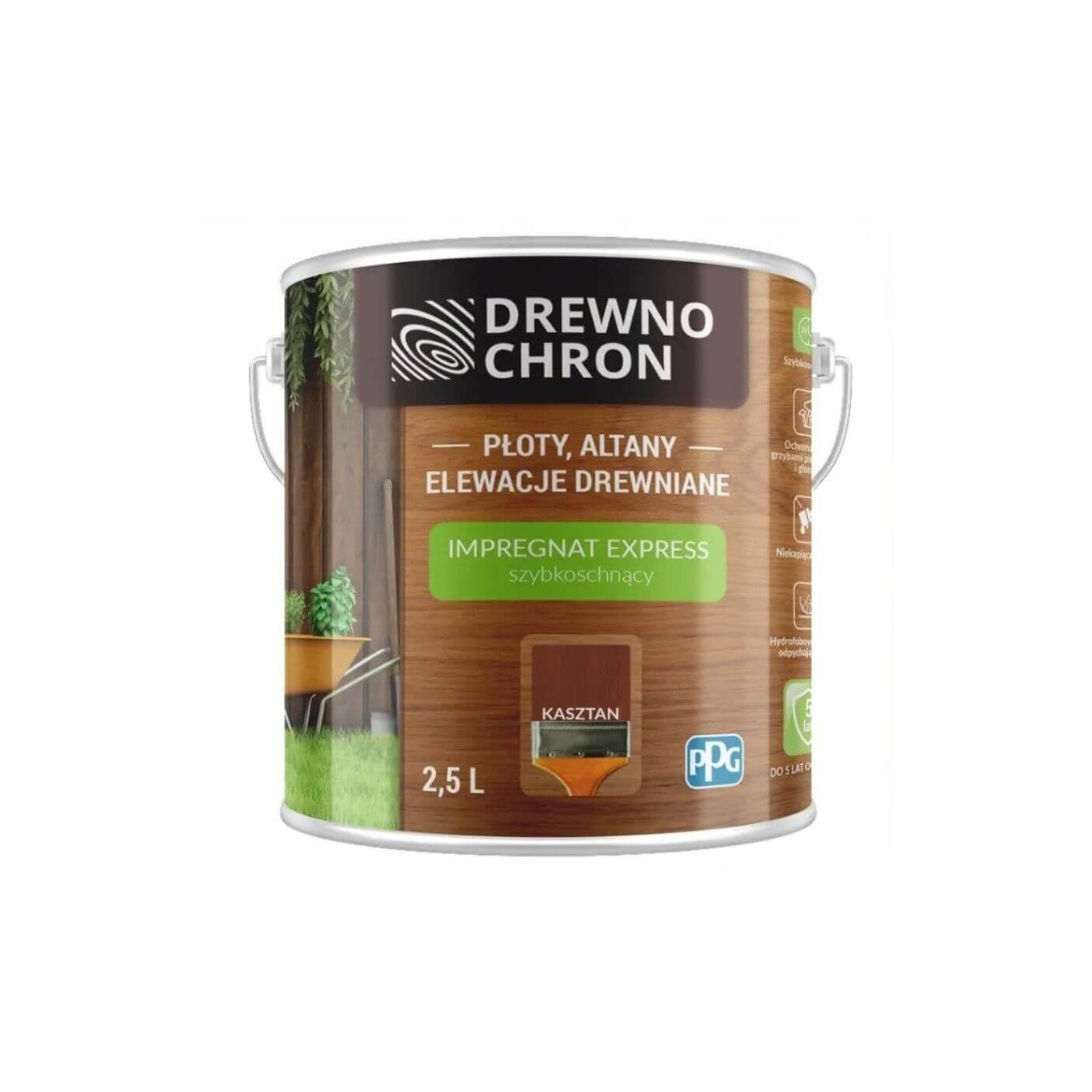Impregnat Express Kasztan 2,5L Drewnochron Impregnat Express Kasztan 2,5L Drewnochron