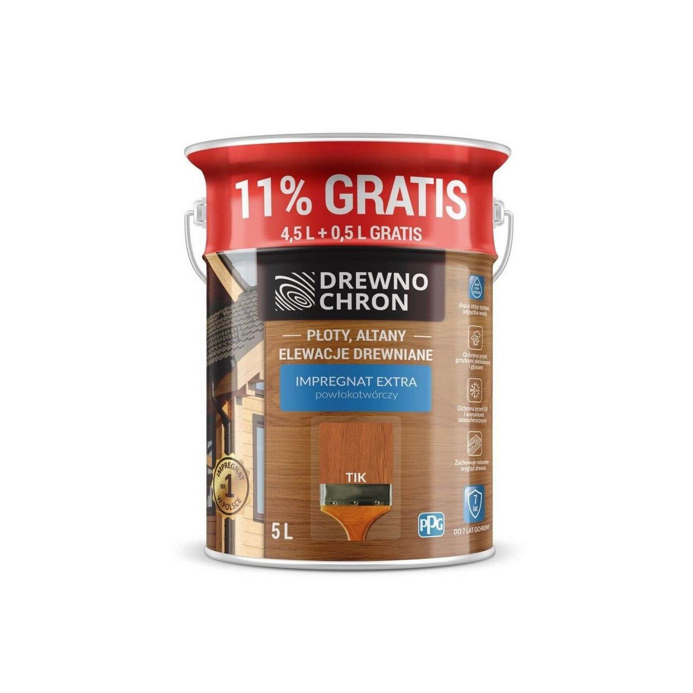 Impregnat Extra Powłokotwórczy Tikowy 4,5L+11% Drewnochron Impregnat Extra Powłokotwórczy Tikowy 4,5L+11% Drewnochron