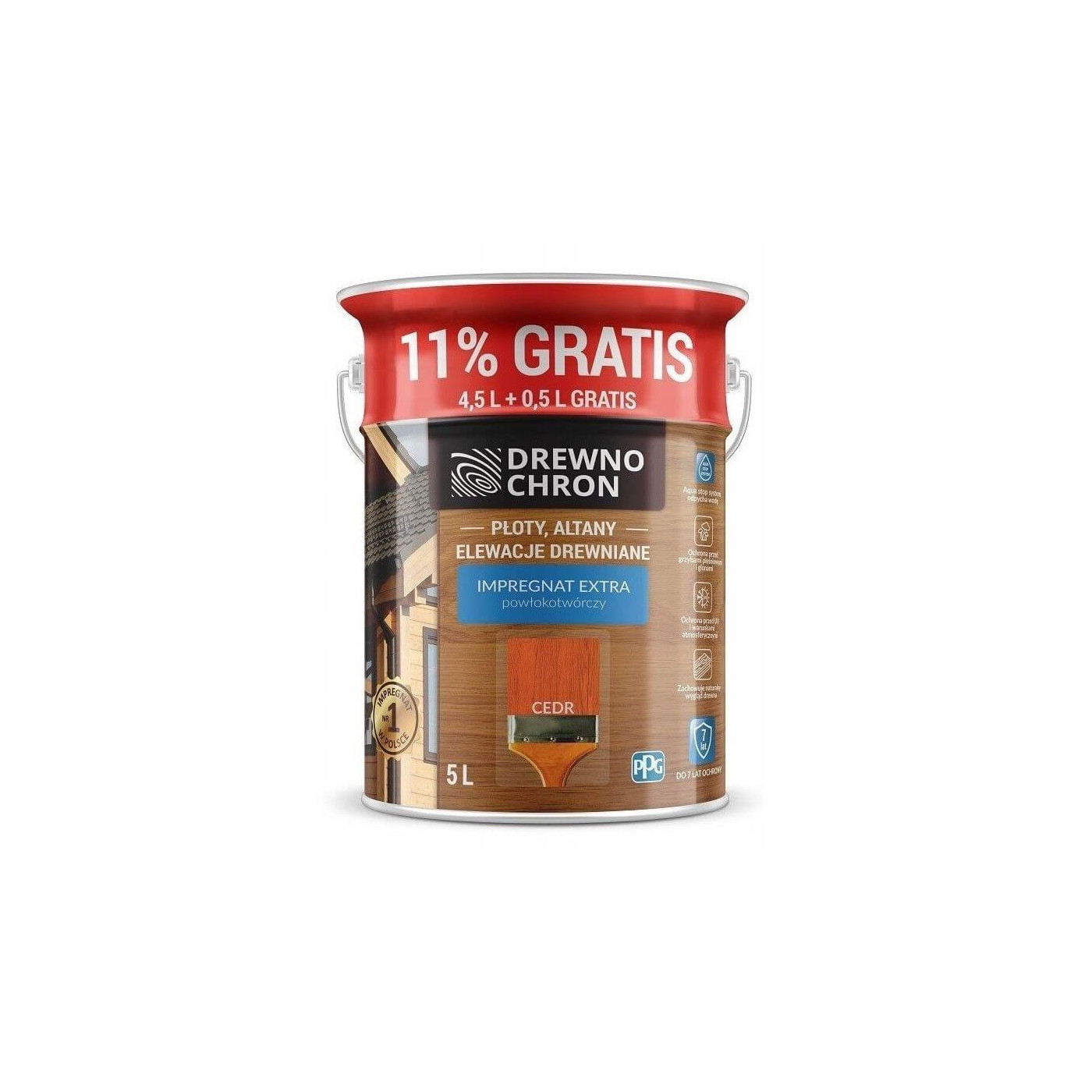Impregnat Extra Powłokotwórczy Cedr 4,5L+11% Drewnochron Impregnat Extra Powłokotwórczy Cedr 4,5L+11% Drewnochron