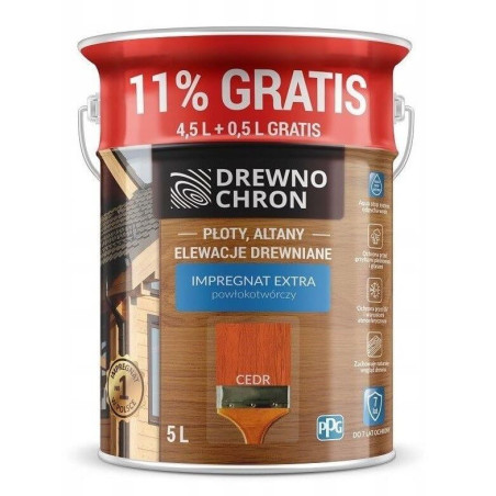 Impregnat Extra Powłokotwórczy Cedr 4,5L+11% Drewnochron