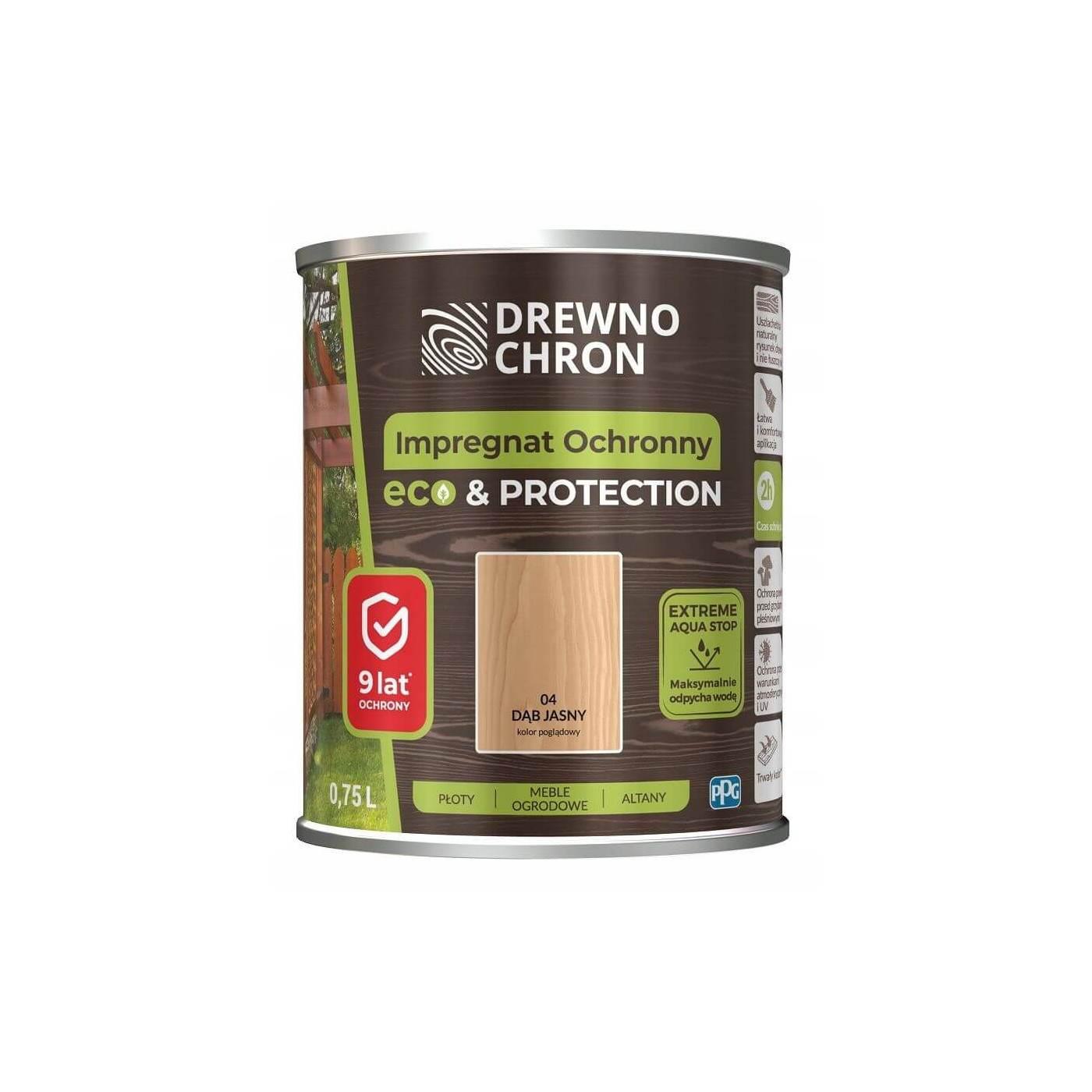 Impregnat Ochronny Eco&Protection Dąb Jasny 0.75L Drewnochron Impregnat Ochronny Eco&Protection Dąb Jasny 0.75L Drewnochron