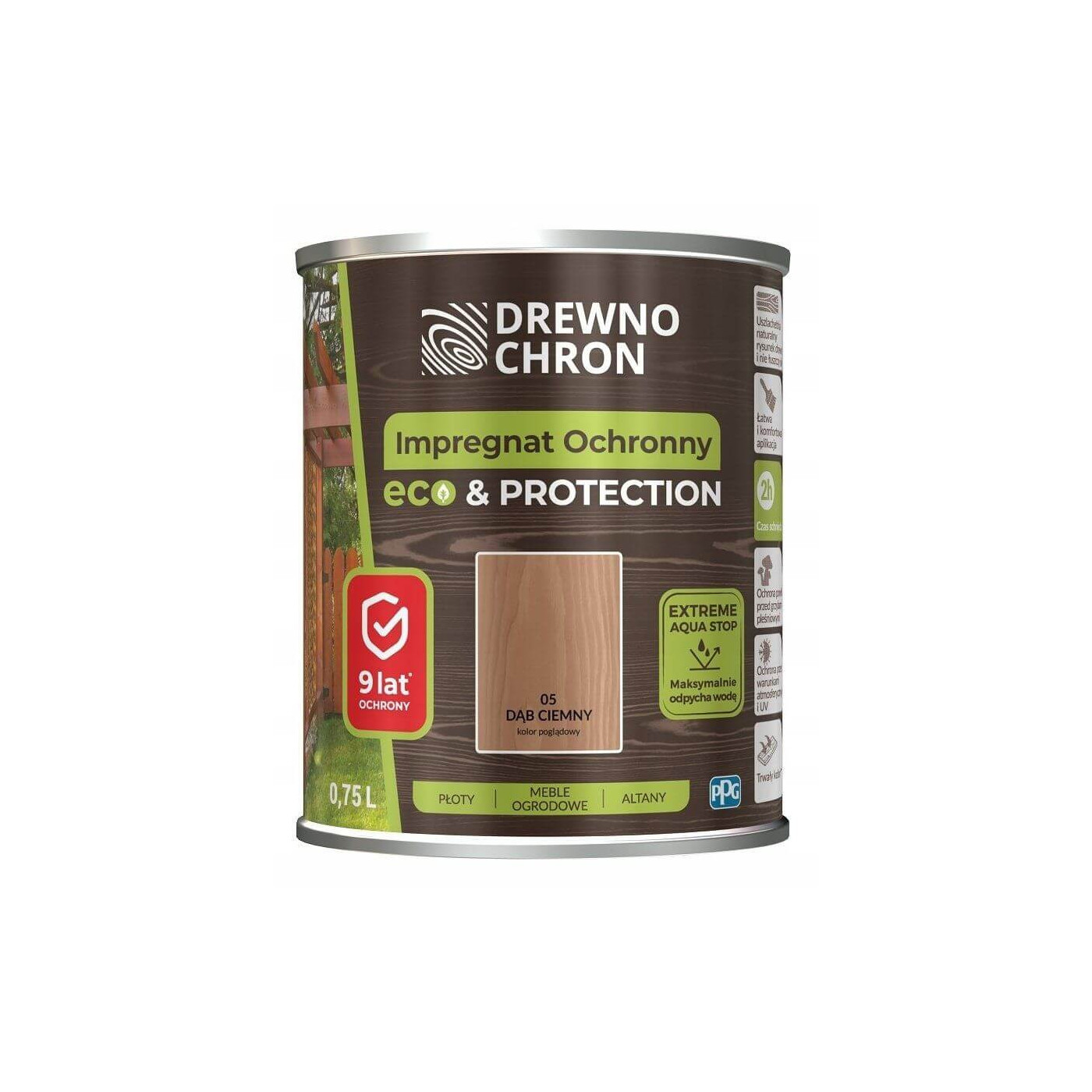 Impregnat Ochronny Eco&Protection Dąb Ciemny 0.75L Drewnochron Impregnat Ochronny Eco&Protection Dąb Ciemny 0.75L Drewnochron