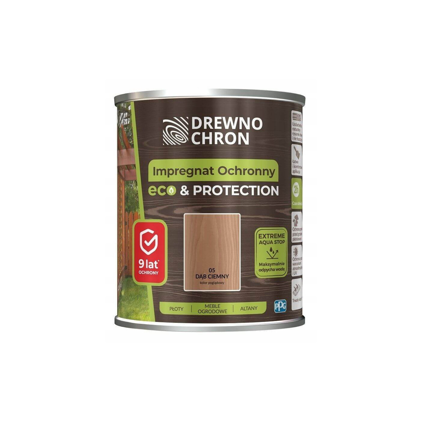 Impregnat Ochronny Eco&Protection Dąb Ciemny 4.5L Drewnochron Impregnat Ochronny Eco&Protection Dąb Ciemny 4.5L Drewnochron