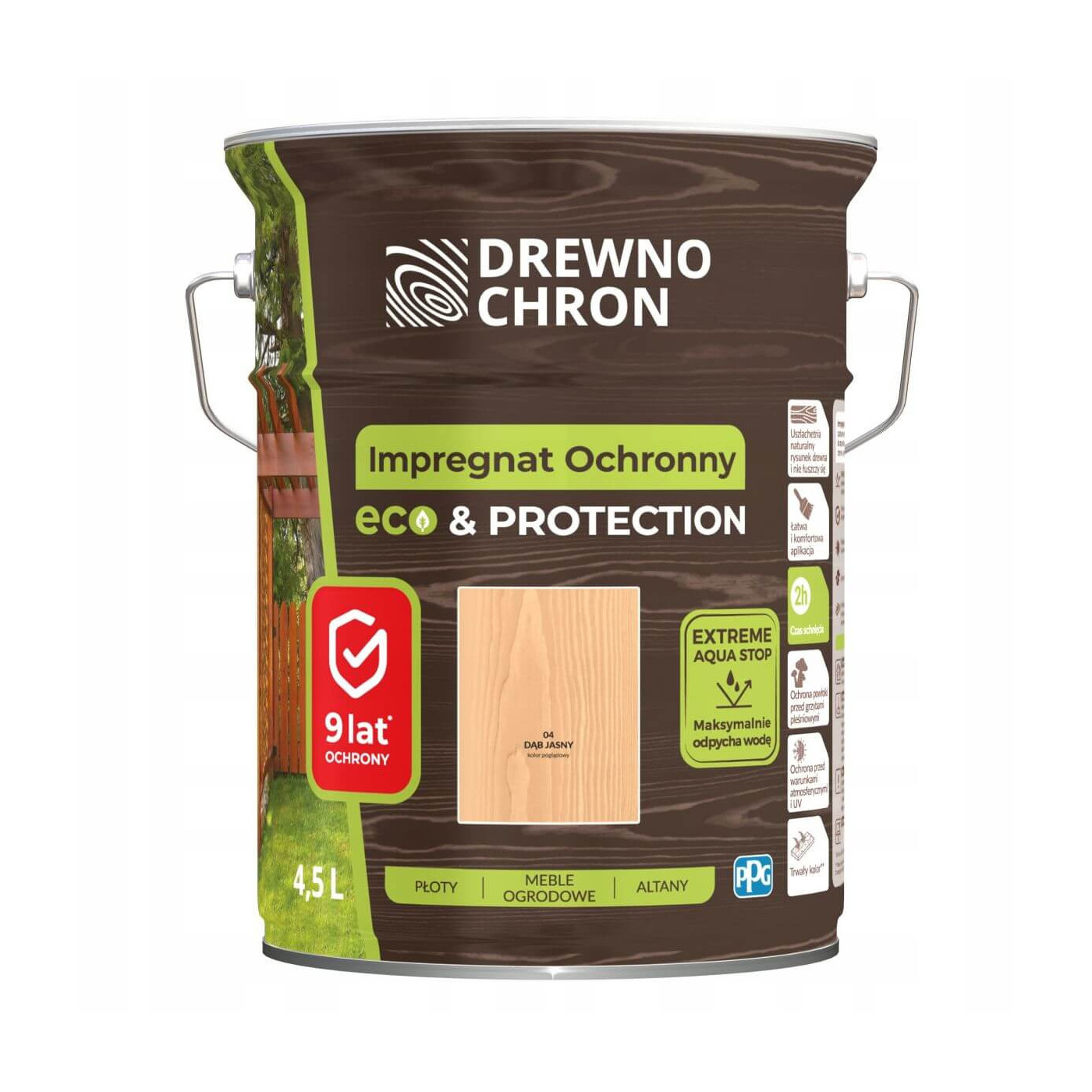 Impregnat Ochronny Eco&Protection Dąb Jasny 4.5L Drewnochron Impregnat Ochronny Eco&Protection Dąb Jasny 4.5L Drewnochron
