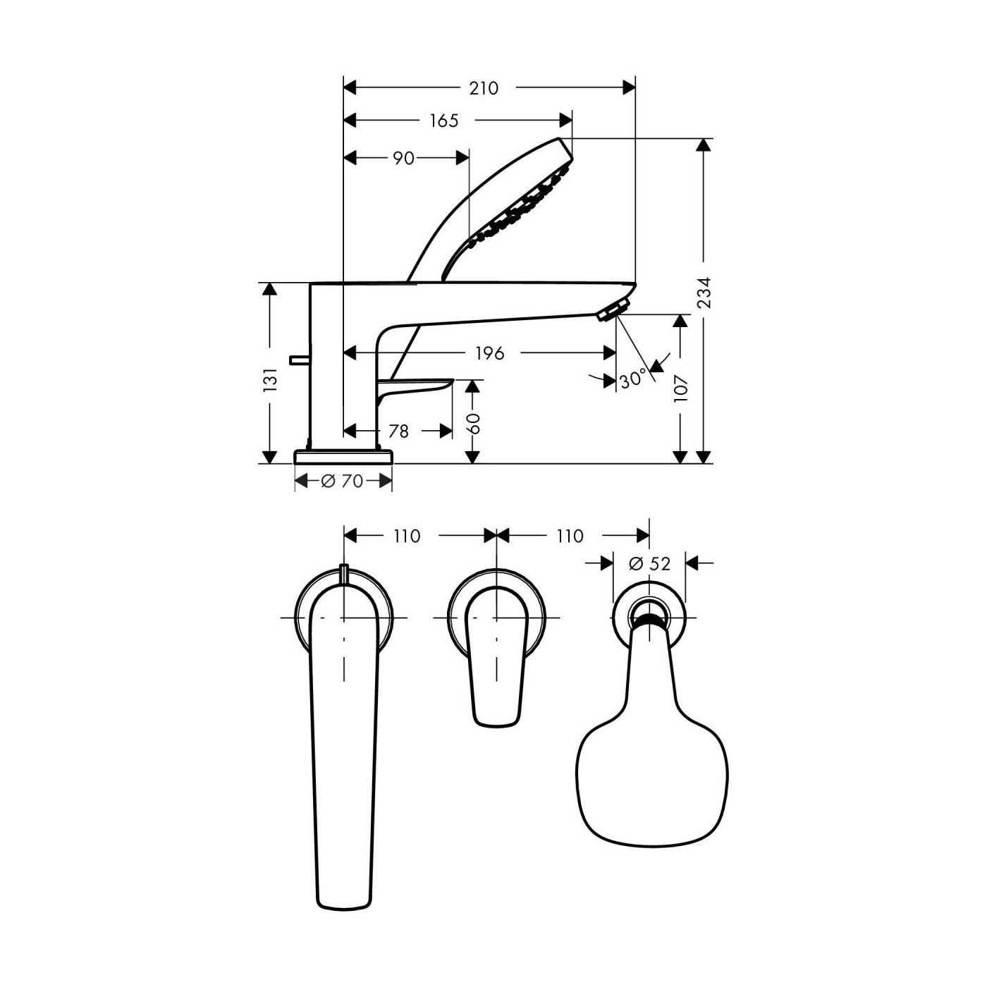 3-Otworowa Bateria Na Brzeg Wanny Talis E Chrom 71731000 Hansgrohe 3-Otworowa Bateria Na Brzeg Wanny Talis E Chrom 71731000 Hansgrohe