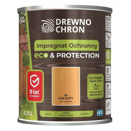 Impregnat Ochronny Eco&Protection Dąb Złoty 0.75L Drewnochron