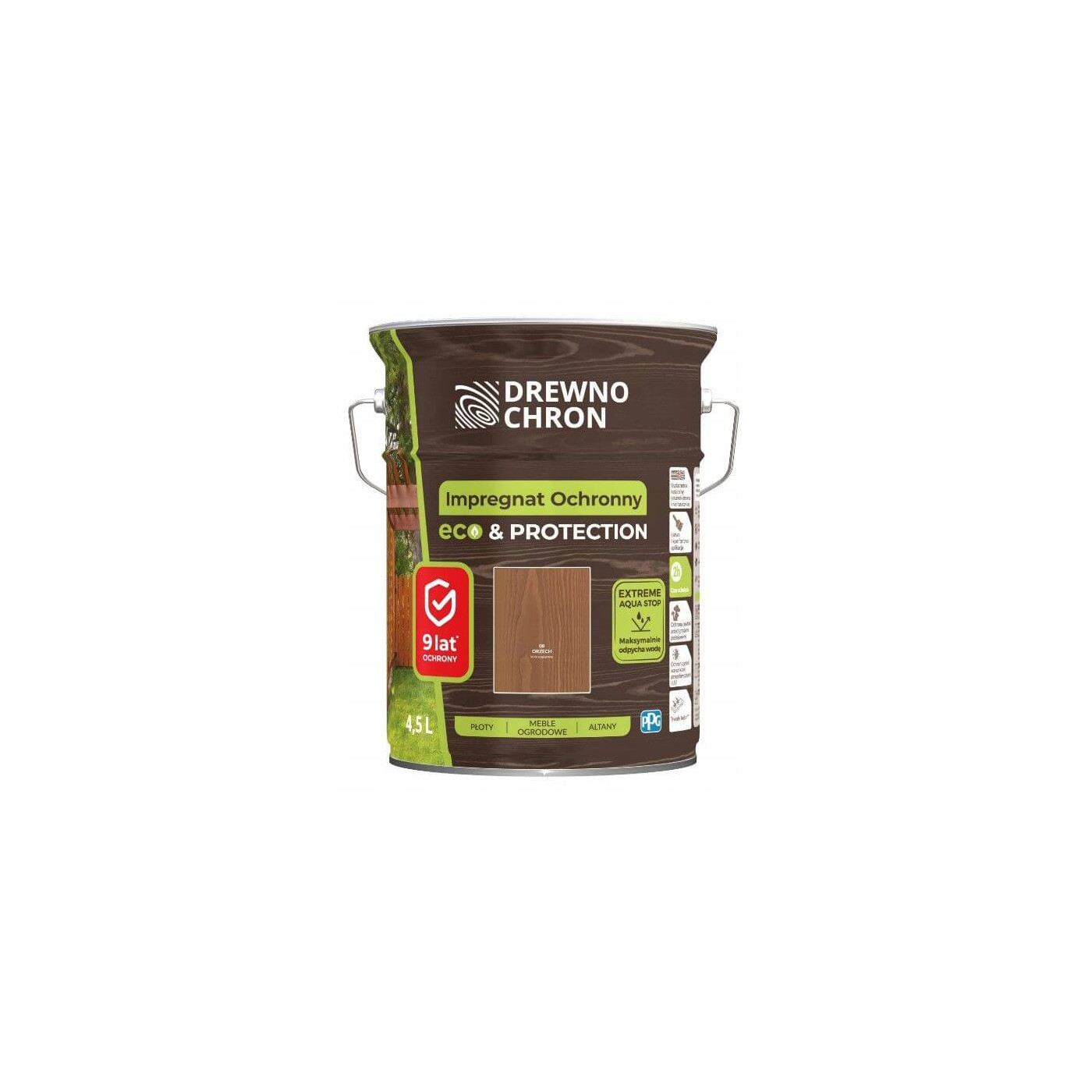 Impregnat Ochronny Eco&Protection Orzech 4.5L Drewnochron Impregnat Ochronny Eco&Protection Orzech 4.5L Drewnochron