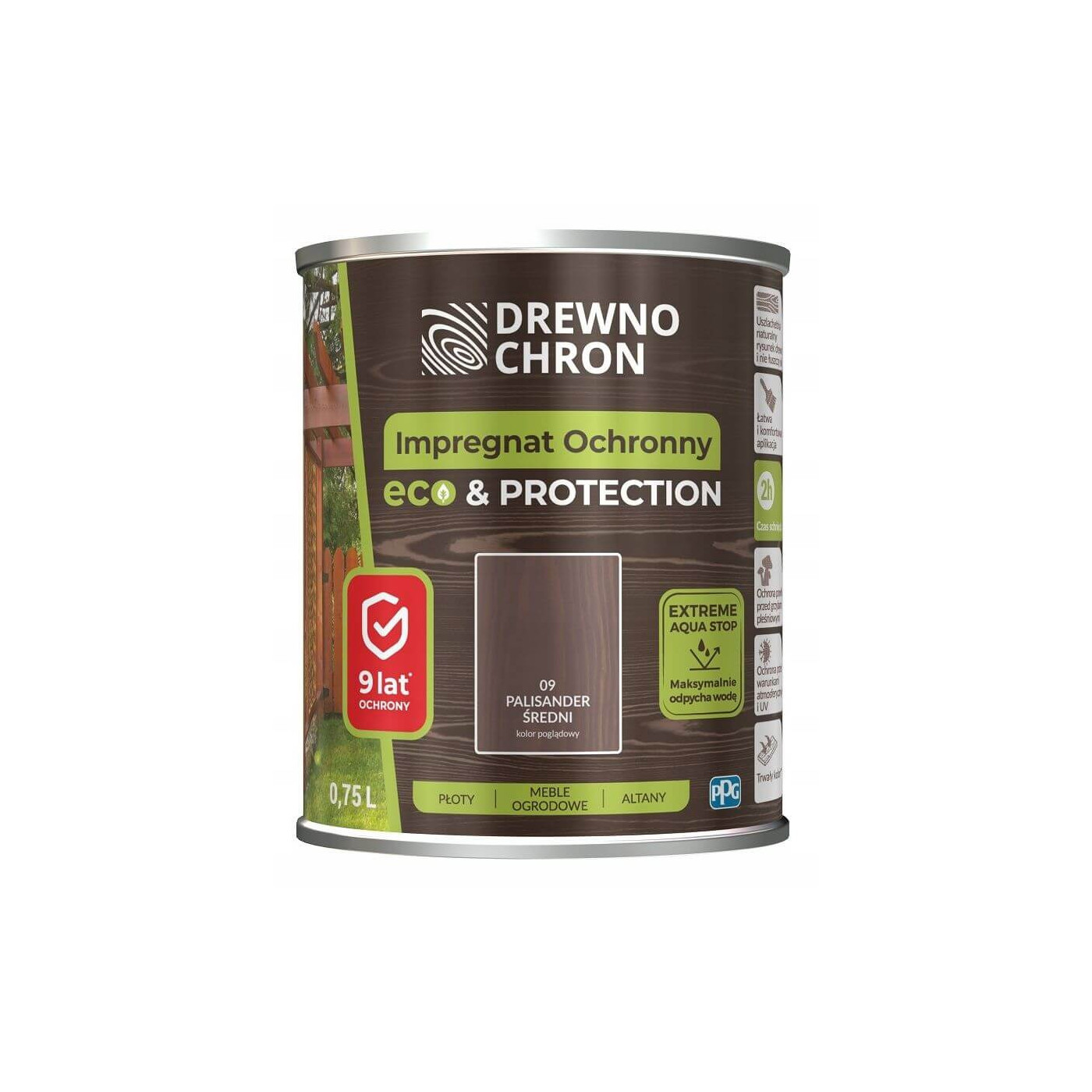 Impregnat Ochronny Eco&Protection Palisander Średni 0.75L Drewnochron Impregnat Ochronny Eco&Protection Palisander Średni 0.75L Drewnochron