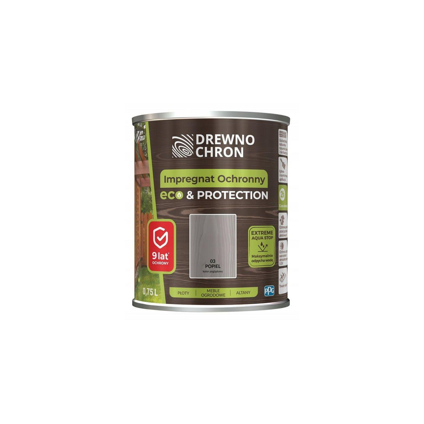 Impregnat Ochronny Eco&Protection Popiel 0.75L Drewnochron Impregnat Ochronny Eco&Protection Popiel 0.75L Drewnochron