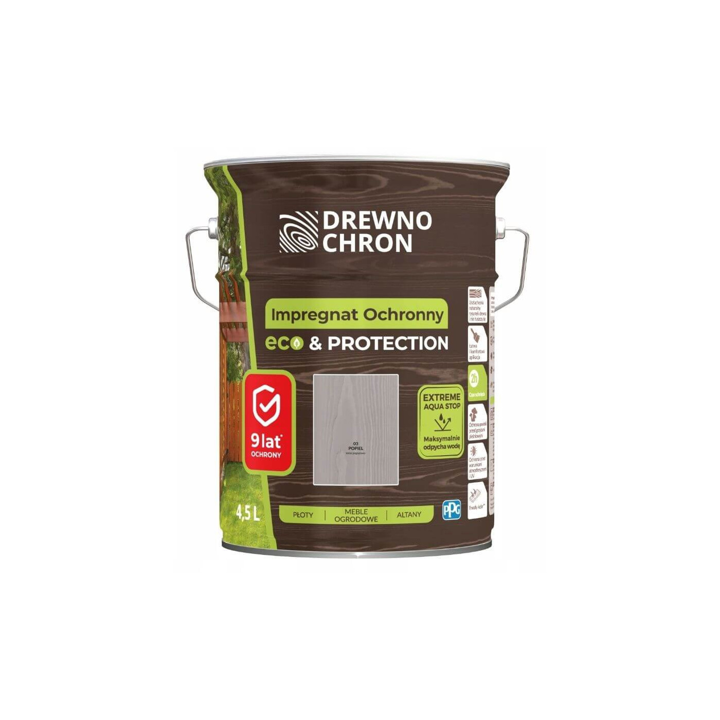 Impregnat Ochronny Eco&Protection Popiel 4.5L Drewnochron Impregnat Ochronny Eco&Protection Popiel 4.5L Drewnochron