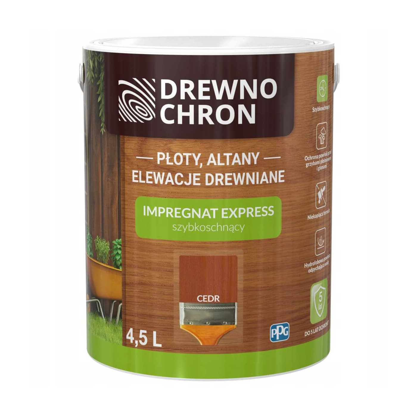 Impregnat Express Ogród Cedr 4.5L Drewnochron Impregnat Express Ogród Cedr 4.5L Drewnochron