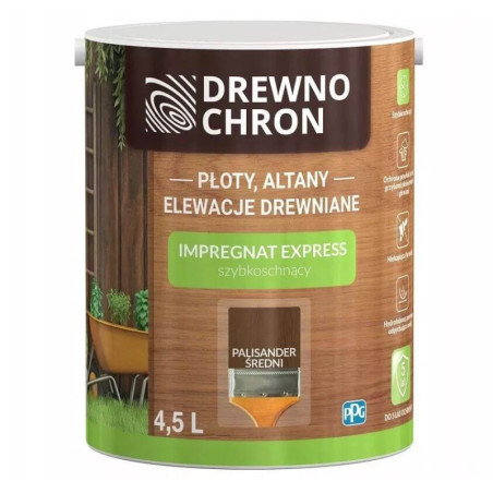 Impregnat Express Ogród Palisander Średni 4.5L Drewnochron