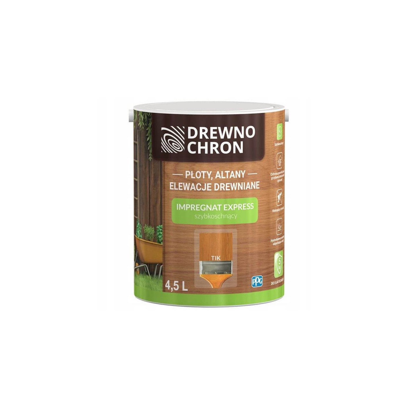 Impregnat Express Ogród Tik 4.5L Drewnochron Impregnat Express Ogród Tik 4.5L Drewnochron