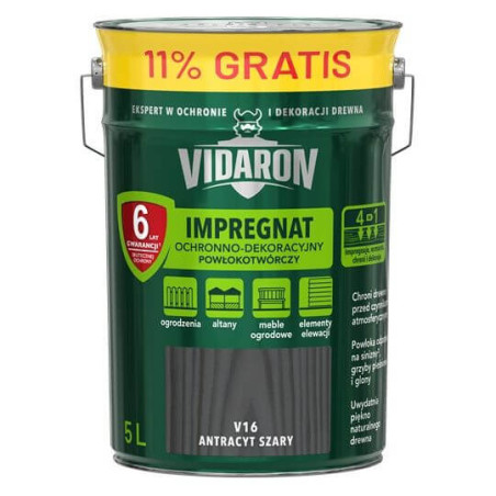 Impregnat Powłokotwórczy 4.5L + 11% Antracyt Szary V16 Vidaron