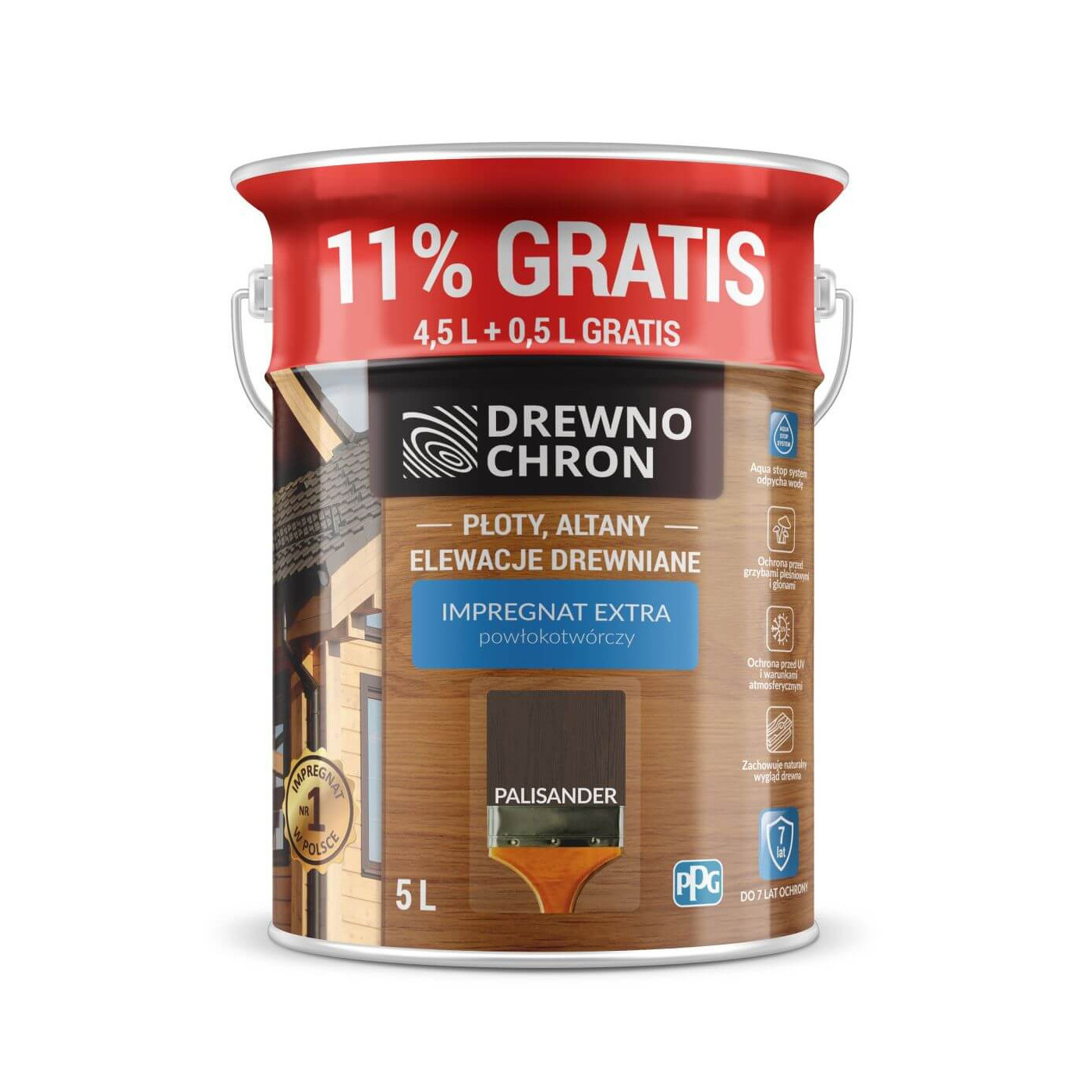 Impregnat Powłokotwórczy Palisander 4,5L+11% Drewnochron Impregnat Powłokotwórczy Palisander 4,5L+11% Drewnochron