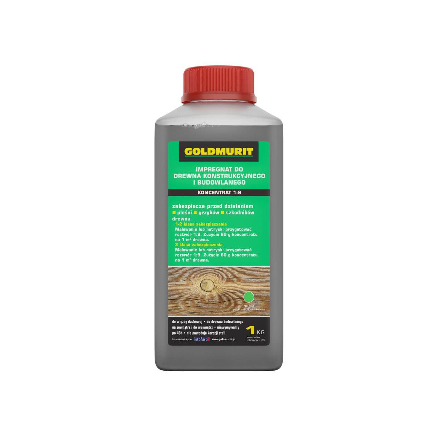 Impregnat Do Drewna Konstrukcyjnego I Ogrodowego Koncentrat 1:9 Zielony 1L Goldmurit Impregnat Do Drewna Konstrukcyjnego I Ogrodowego Koncentrat 1:9 Zielony 1L Goldmurit