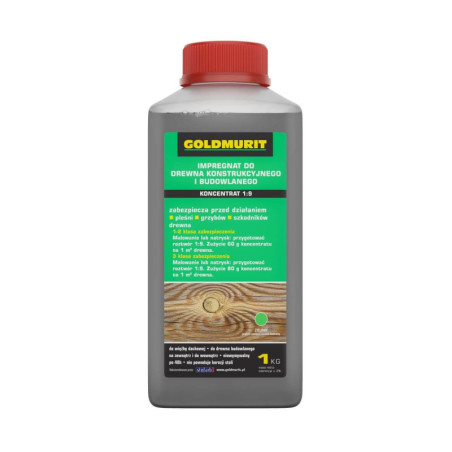 Impregnat Do Drewna Konstrukcyjnego I Ogrodowego Koncentrat 1:9 Zielony 1L Goldmurit