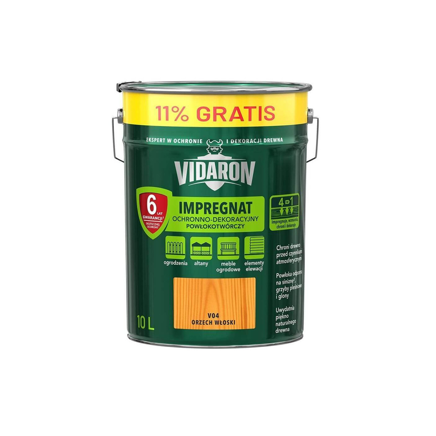 Impregnat Powłokotwórczy Orzech Włoski V04 10 L Vidaron Impregnat Powłokotwórczy Orzech Włoski V04 10 L Vidaron