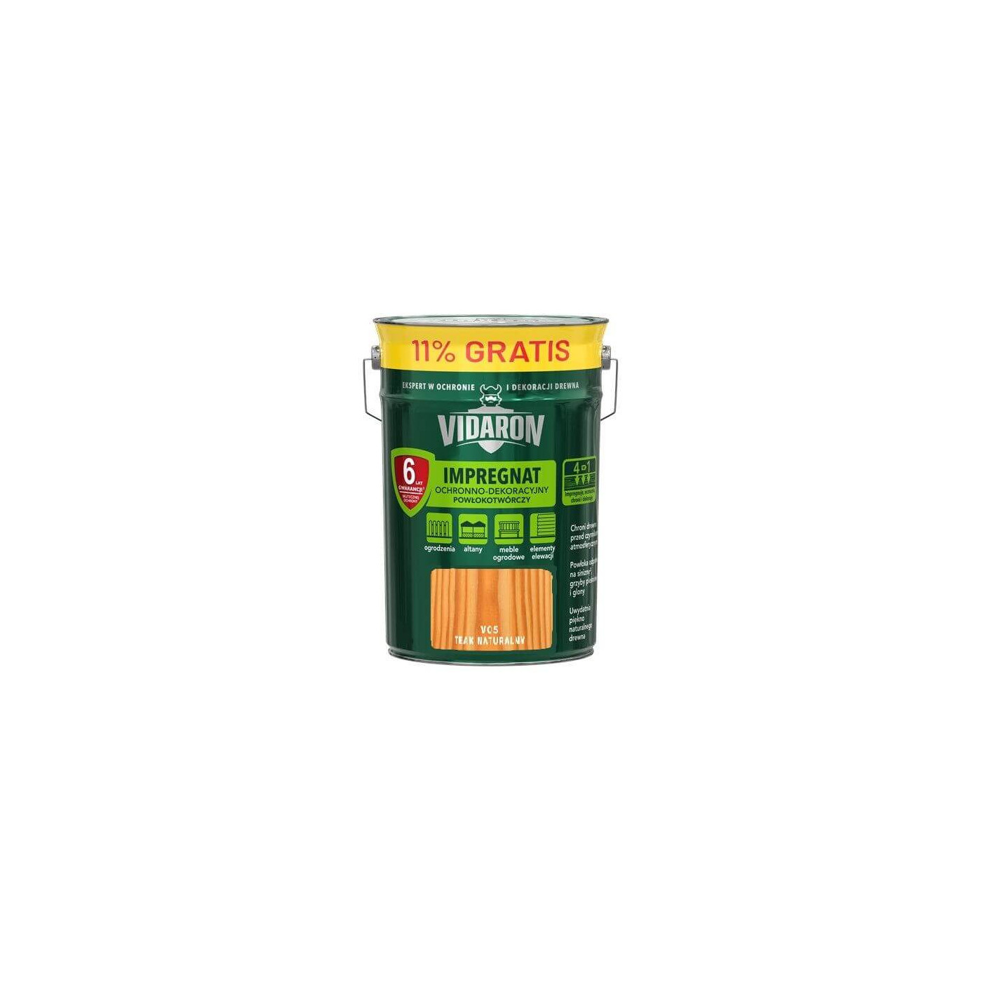 Impregnat Powłokotwórczy Teak Naturalny V05 9L+11% Vidaron Impregnat Powłokotwórczy Teak Naturalny V05 9L+11% Vidaron