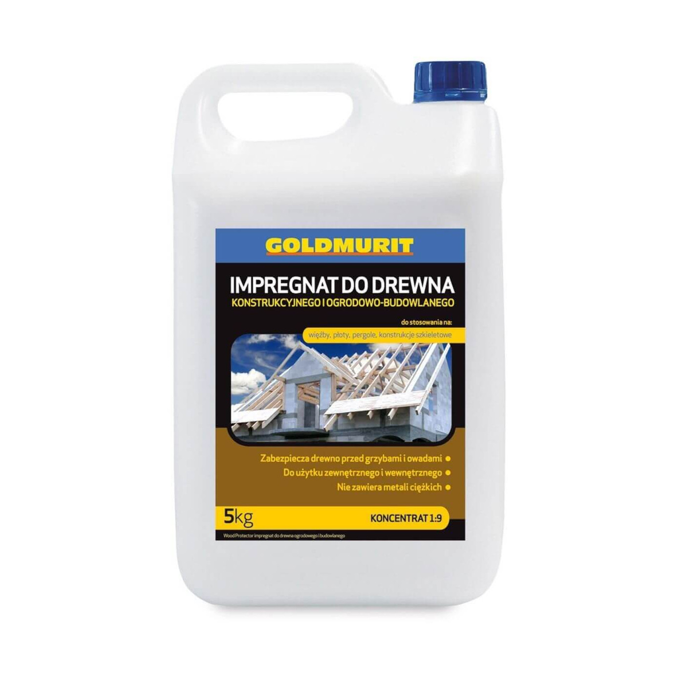 Impregnat Do Drewna Konstrukcyjnego I Ogrodowego Koncentrat 1:9 Bezbarwny 5L Goldmurit Impregnat Do Drewna Konstrukcyjnego I Ogrodowego Koncentrat 1:9 Bezbarwny 5L Goldmurit