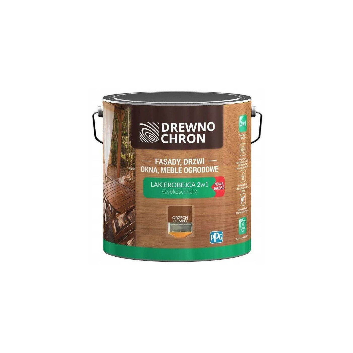 Lakierobejca 2 W 1 Orzech Ciemny 0,2L Drewnochron Lakierobejca 2 W 1 Orzech Ciemny 0,2L Drewnochron