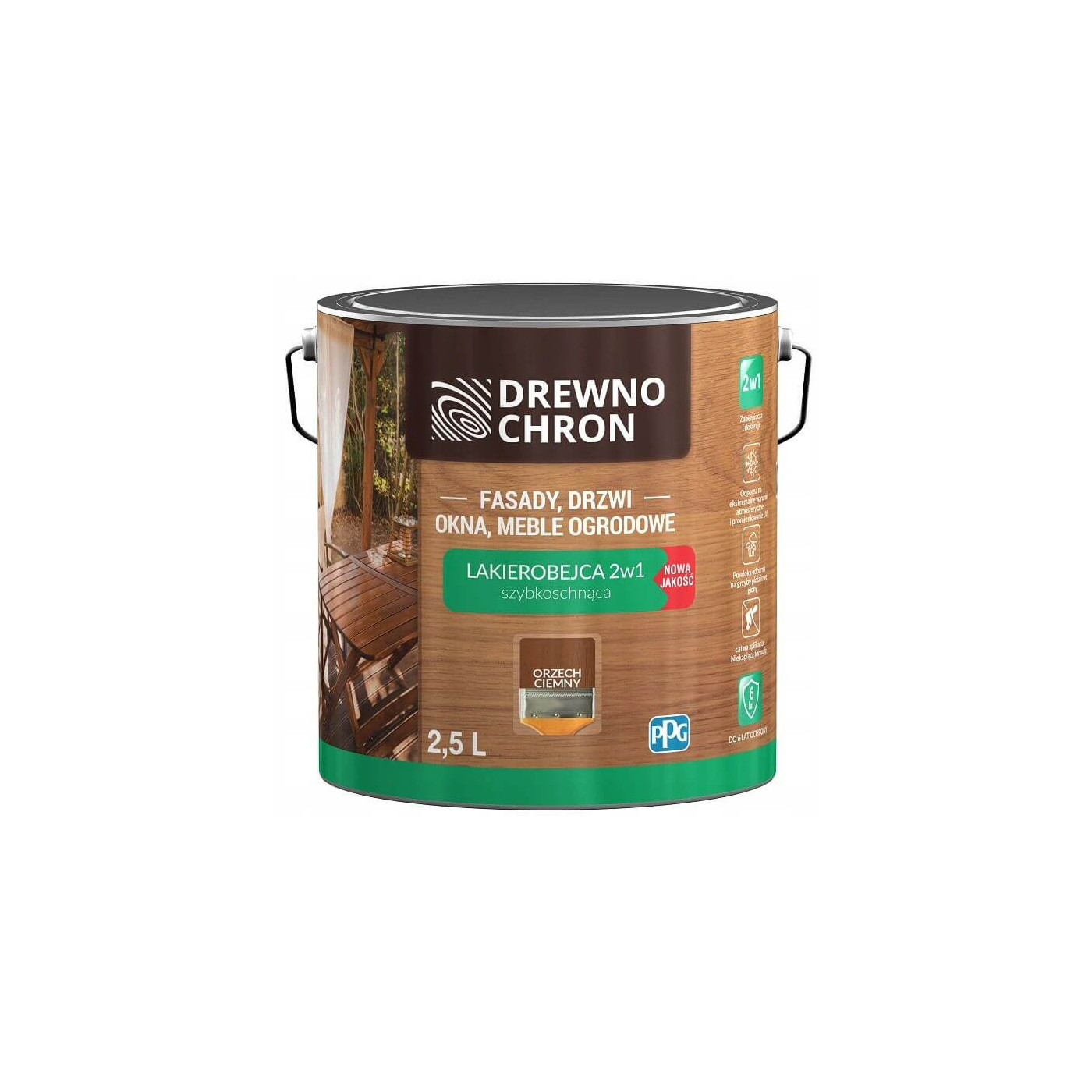 Lakierobejca 2w1 Orzech Ciemny 2.5L Drewnochron Lakierobejca 2w1 Orzech Ciemny 2.5L Drewnochron