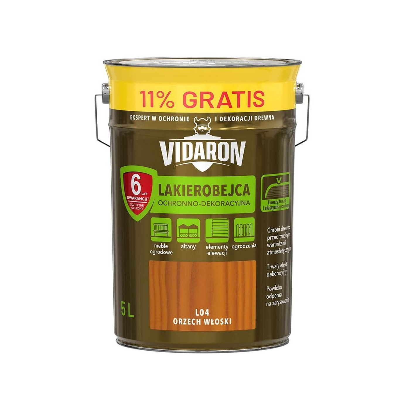 Lakierobejca Orzech Włoski L04 5 L Vidaron Lakierobejca Orzech Włoski L04 5 L Vidaron